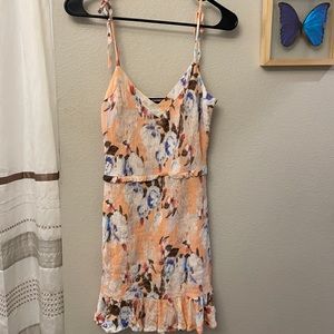 Peach with gold detail mini dress